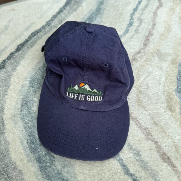 Life Is Good Mountains Adult Baseball Cap Adjustable Hat Embroidered 100 Cotton - Picture 1 of 7